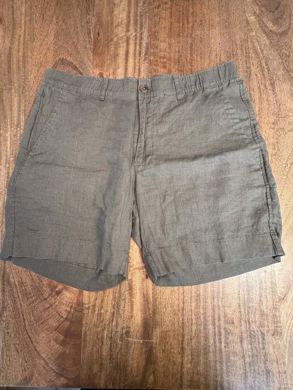 Quince Shorts Mens Medium Green Linen Chino 7 Inch Inseam Casual